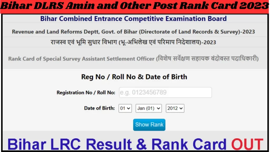 Bihar DLRS Amin and Other Post Rank Card 2023