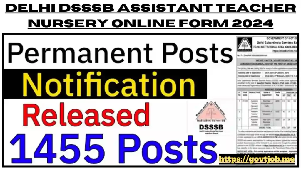Delhi DSSSB Assistant Teacher Nursery Online Form 2024