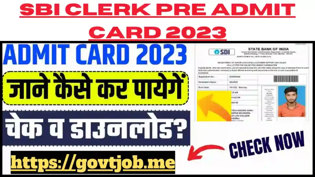 SBI Clerk Pre Admit Card 2023