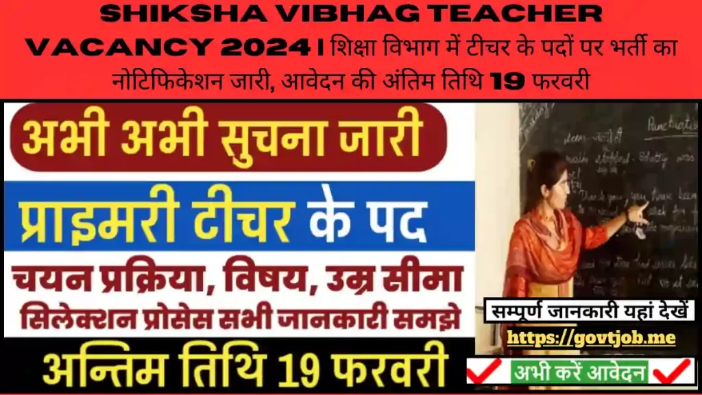 Shiksha Vibhag Teacher Vacancy